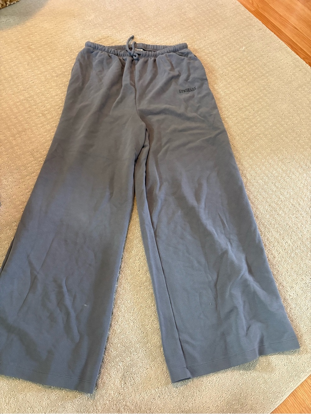 Gymshark Wide Leg Waffle Sweatpants in iron blue